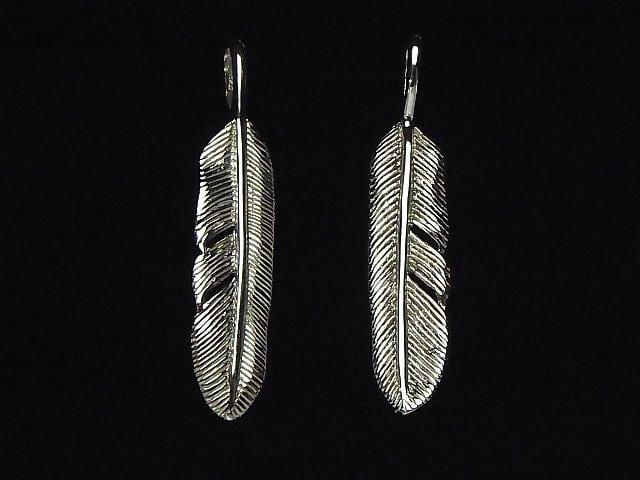 Silver 925 Feather Pendant 50x10x2.5mm 1pc