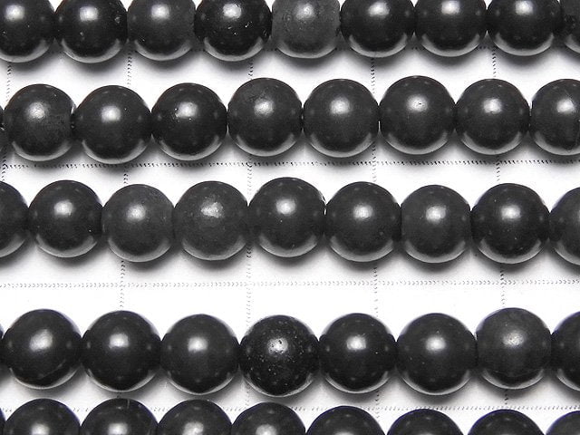 Hokkaido Schwarze Silica Rund 6mm halb oder 1 Strang Perlen (ca. 15 Zoll / 37 cm)