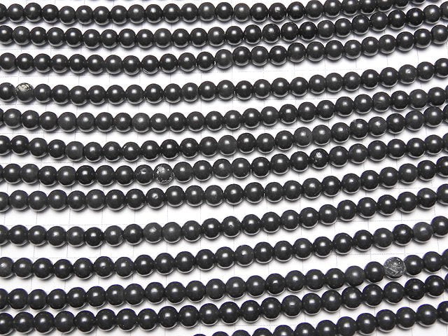 Hokkaido Schwarze Silica Rund 6mm halb oder 1 Strang Perlen (ca. 15 Zoll / 37 cm)