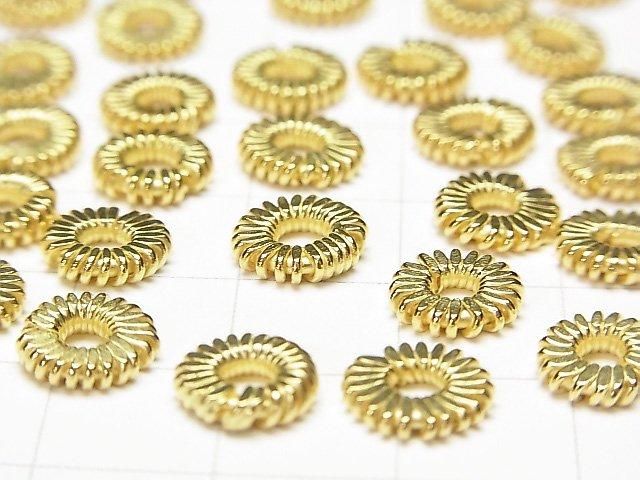 Karen Silver Rondelle 8x8x1.5mm 18KGP Twisted Pattern 4pcs