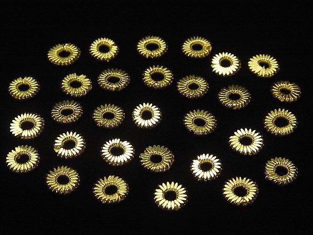 Karen Silver Rondelle 8x8x1.5mm 18KGP Twisted Pattern 4pcs