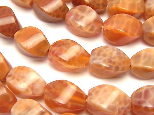 Agate, Rice, Twist Gemstone Beads