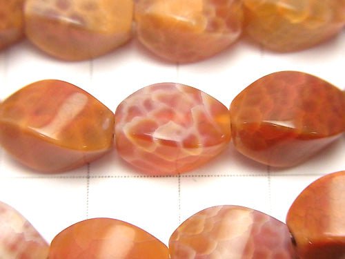 Fire Agate Rice 4 Faceted Faceted Twist 12 x 8 x 8 mm half or 1 strand beads (aprx. 15 inch / 37 cm)