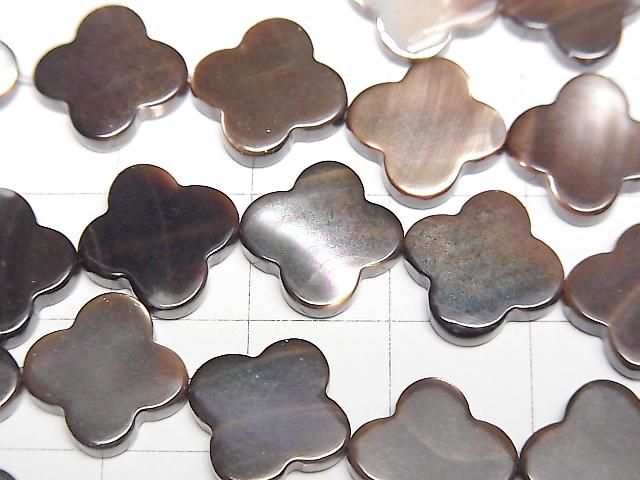 珍珠貝棕色花朵圖案珠 12x12 公釐半串或 1 串珠(約 15 英吋/36 公分)