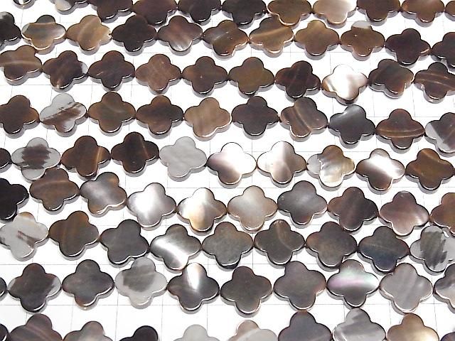 珍珠貝棕色花朵圖案珠 12x12 公釐半串或 1 串珠(約 15 英吋/36 公分)