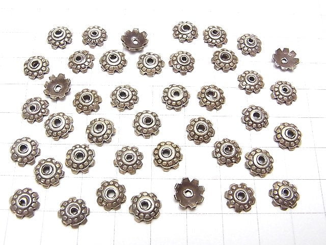 Karen Silver Bead Caps 8x8x2.5mm NO.3 4pcs