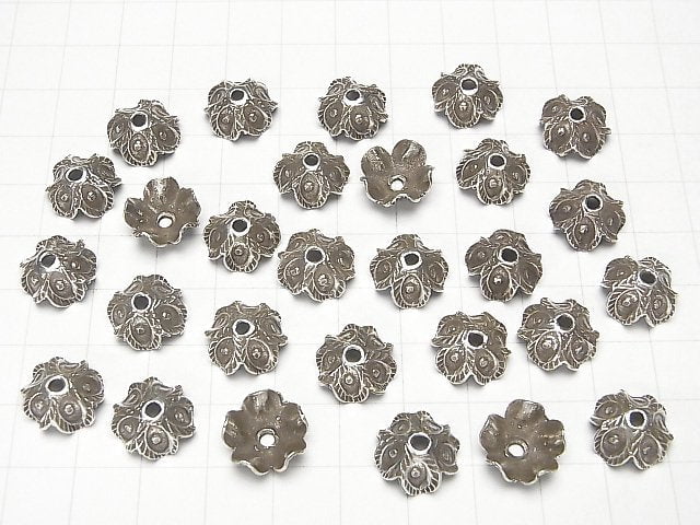 Karen Silver Bead Caps 12x12x5.5mm 2pcs