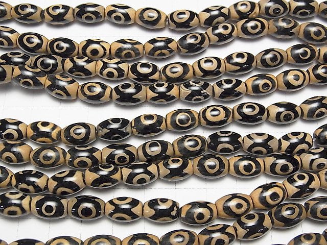 1strand $9.79! DZi Beads Rice 12 x 8 x 8 mm Black x Light Brown 1 strand beads (aprx.14 inch / 34 cm)