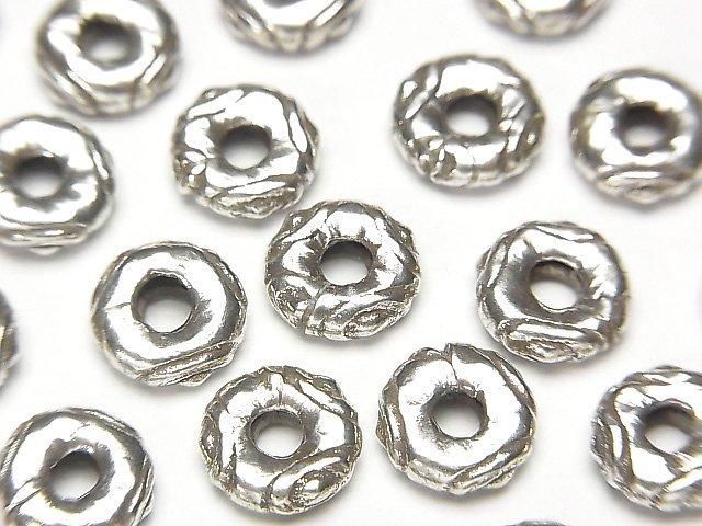 Karen Silver Patterned Rondelle 8.5x8.5x2.5mm 2pcs