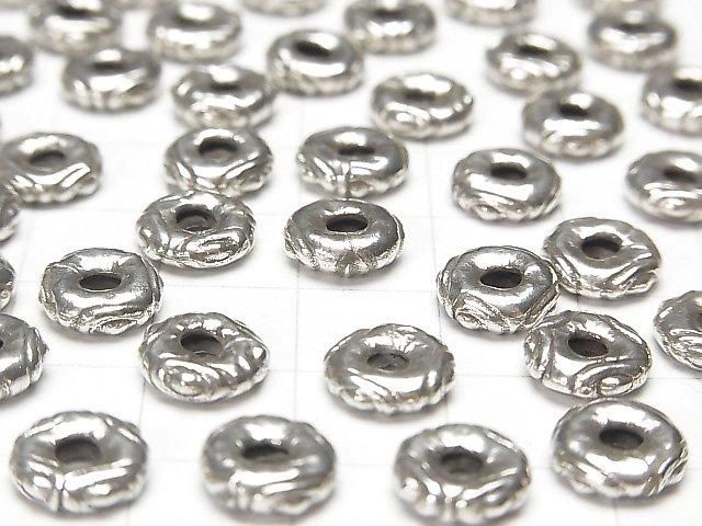 Karen Silver Patterned Rondelle 8.5x8.5x2.5mm 2pcs