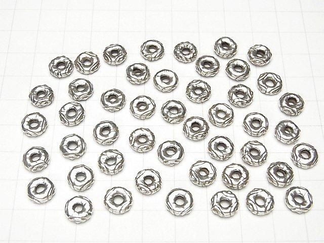 Karen Silver Patterned Rondelle 8.5x8.5x2.5mm 2pcs
