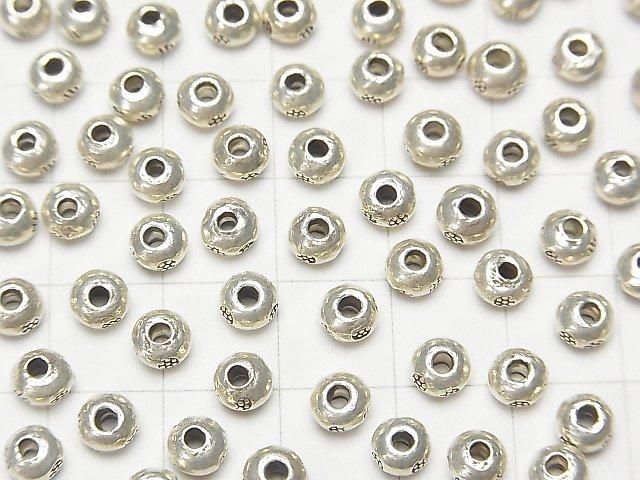 Karen Silver Flower Pattern Rondelle 5x5x3mm 3pcs