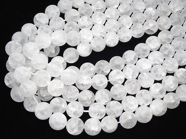 Riss & Frost Kristall Rund 12mm halb oder 1 Strang Perlen (ca. 15 Zoll / 37 cm)