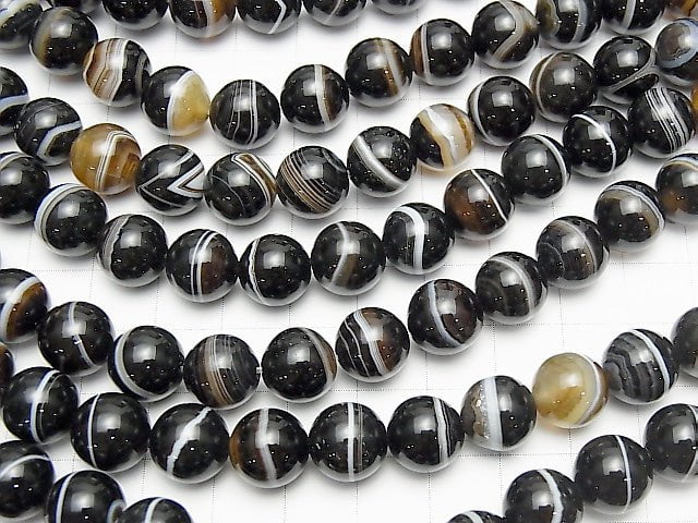 1strand $7.79! Brown stripe agate AAA Round 10mm 1strand beads (aprx.15inch / 36cm)