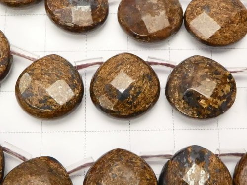 Bronzite Chestnut Faceted Briolette 15x15x6mm half or 1strand beads (aprx.15inch/36cm)