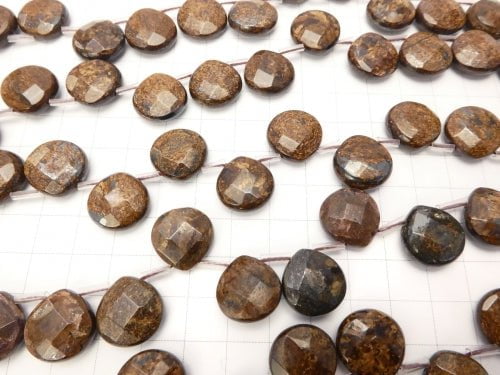 Bronzite Chestnut Faceted Briolette 15x15x6mm half or 1strand beads (aprx.15inch/36cm)