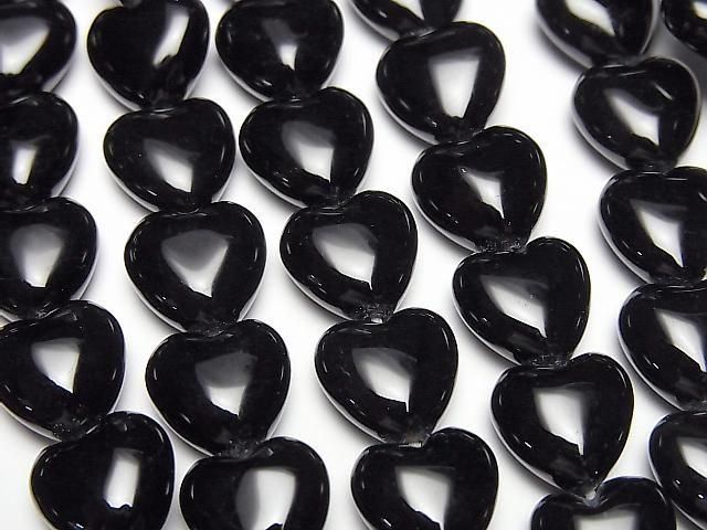 縞瑪瑙垂直孔心形10x10mm半串或1串珠子(約15英吋/38公分)