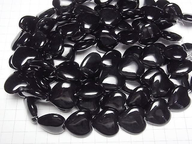 縞瑪瑙垂直孔心形25x25mm 1/4或1串珠子(約13英吋/32公分)