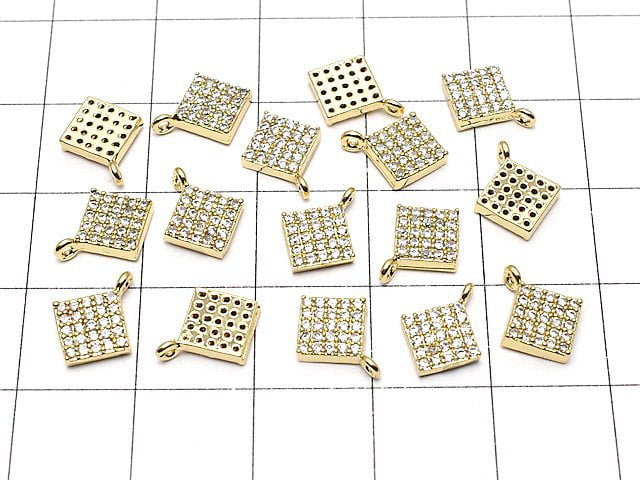 Charm with Metal Parts CZ Diamond 8 x 8 mm gold color 3 pcs $3.79!