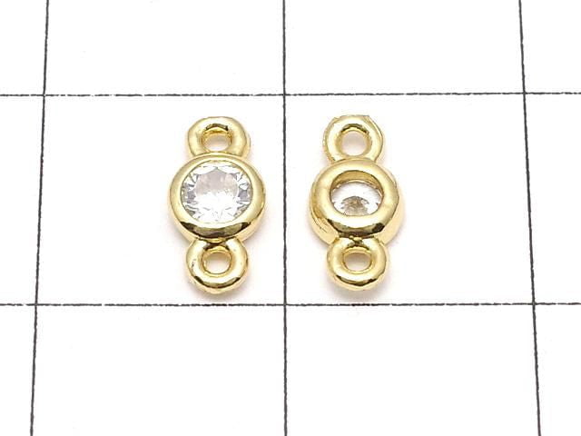 5-Piece Set of 8x4x2mm Gold-Colored CZ Round Faceted Charms (Both Sides)
