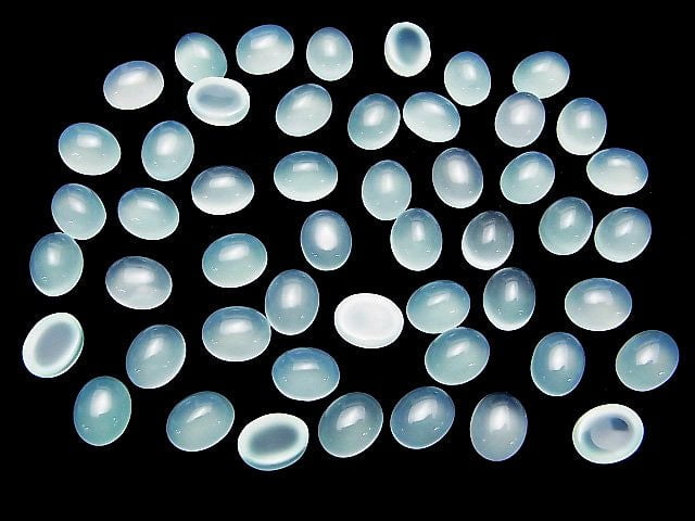 Hochwertiger See Blau Chalcedon AAA Ovaler Cabochon 10x8mm 5 Stück