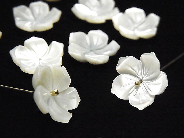 Hochwertige Perlmutt MOP AAA 3D Blume 14mm Mittelbohrung 4 Stück