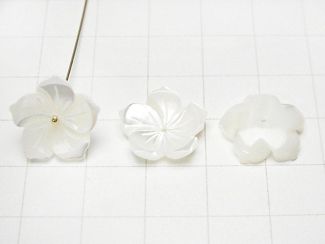 Hochwertige Perlmutt MOP AAA 3D Blume 14mm Mittelbohrung 4 Stück