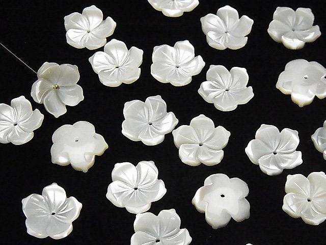 Hochwertige Perlmutt MOP AAA 3D Blume 14mm Mittelbohrung 4 Stück