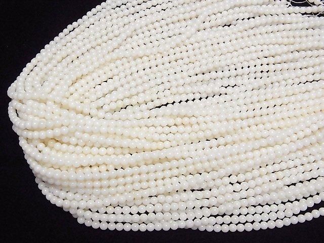 Weiße Koralle Rund 4mm 1 Strang Perlen (ca. 15 Zoll / 38 cm)