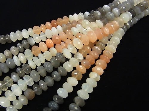 1strang 39,99 $! Hochwertiger Multicolor Mondstein AAA Facettierte Knopf Rondelle 10 x 10 x 6 mm 1strang Perlen (ca. 18 cm)