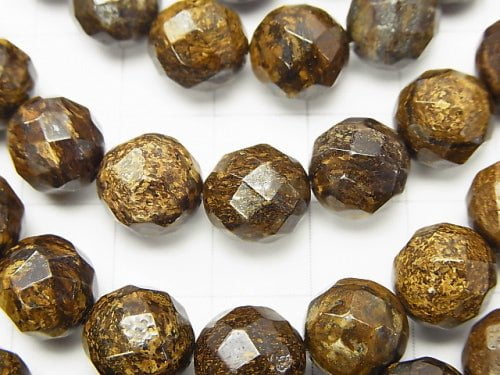Bronzite 64Faceted Round 10mm half or 1strand beads (aprx.15inch/38cm)
