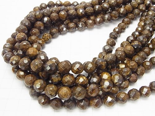 Bronzite 64Faceted Round 10mm half or 1strand beads (aprx.15inch/38cm)