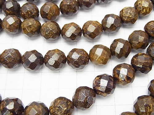 Bronzite 64Faceted Round 12mm half or 1strand beads (aprx.15inch/38cm)