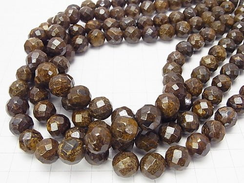 Bronzite 64Faceted Round 12mm half or 1strand beads (aprx.15inch/38cm)