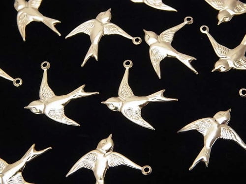14KGF Charm Bird Motif 18x18mm 2pcs