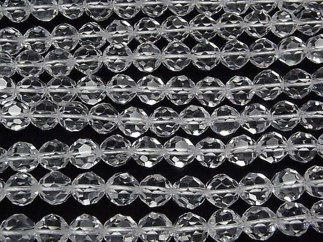 Cristal de Quartz AAA+ "Buckyball" Rond Facetté 10mm 1/4 ou 1 fil perles (env. 15inch / 38cm)