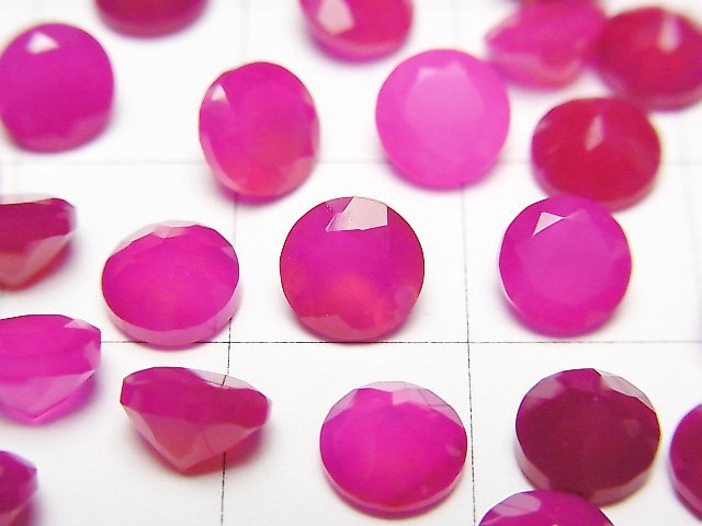 Hochwertige fuchsia rosa Chalcedon AAA lose Steine rund facettiert 6x6mm 5 Stück