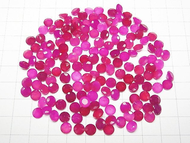 Hochwertige fuchsia rosa Chalcedon AAA lose Steine rund facettiert 6x6mm 5 Stück