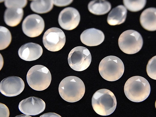 Hochwertige rosa Chalcedon AAA lose Steine rund facettiert 6x6mm 5 Stück