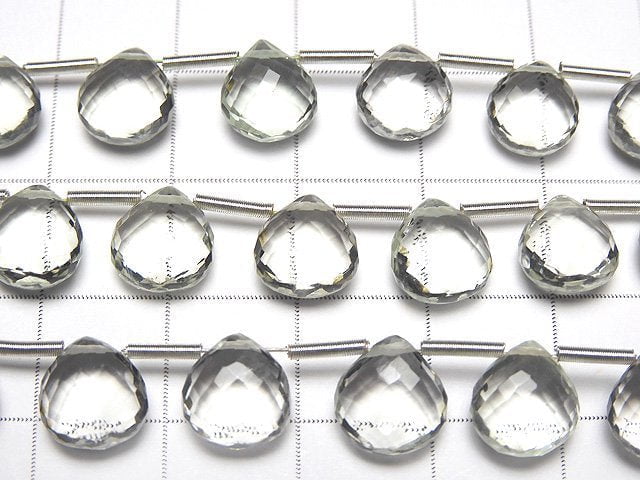 MicroCut Hochwertiger grüner Amethyst AAA Kastanien facettierte Briolette 1Strang Perlen (8Stück)
