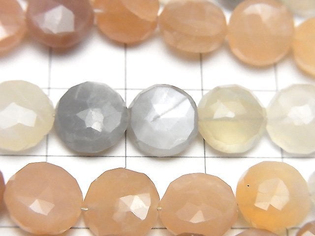 Hochwertiger Multi-Moonstone AA++ Facettierte Münze 1strang Perlen (ca. 7 Zoll/18 cm)