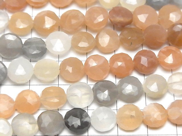 Hochwertiger Multi-Moonstone AA++ Facettierte Münze 1strang Perlen (ca. 7 Zoll/18 cm)