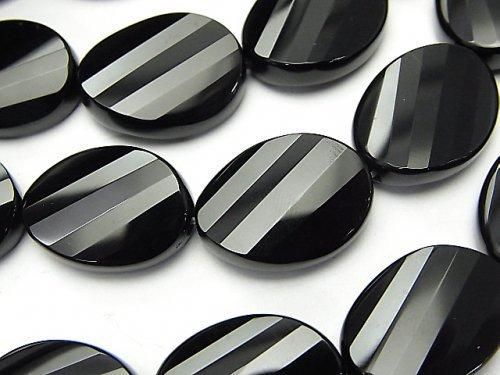 Onyx Twist Faceted Oval 20x15x7mm half or 1strand beads (aprx.15inch/36cm)