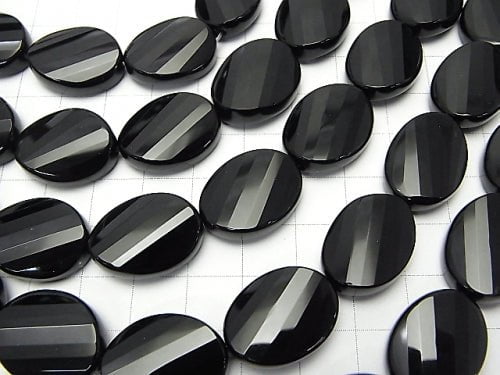 Onyx Twist Faceted Oval 20x15x7mm half or 1strand beads (aprx.15inch/36cm)