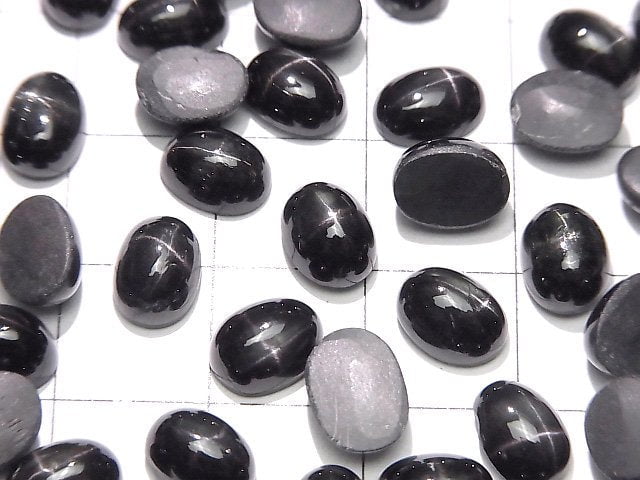 Schwarzer Stern Diopsid Oval Cabochon 8x6mm 5 Stück