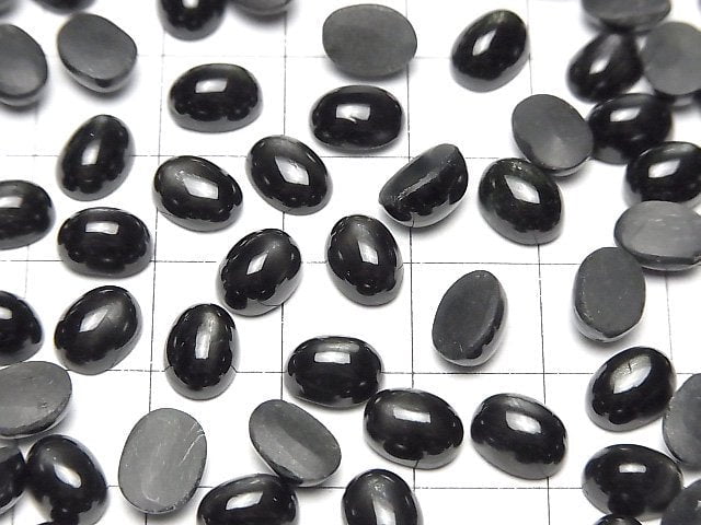 Schwarzer Stern Diopsid Oval Cabochon 8x6mm 5 Stück