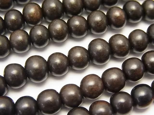 Ebony Wood Semi Round 6mm 1strand beads (aprx.15inch/38cm)