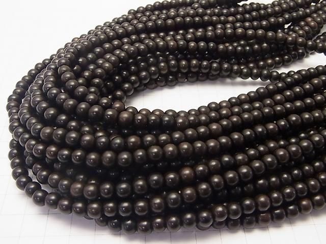 Ebony Wood Semi Round 6mm 1strand beads (aprx.15inch/38cm)