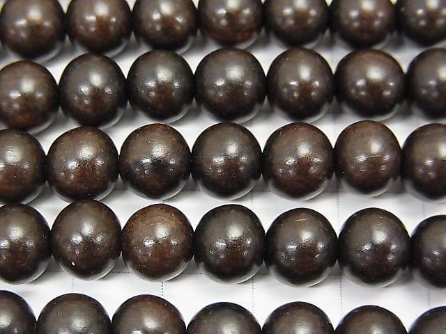 Ebony Wood Semi Round 8mm 1strand beads (aprx.15inch/38cm)
