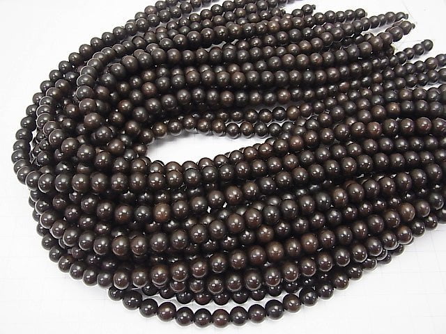 Ebony Wood Semi Round 8mm 1strand beads (aprx.15inch/38cm)
